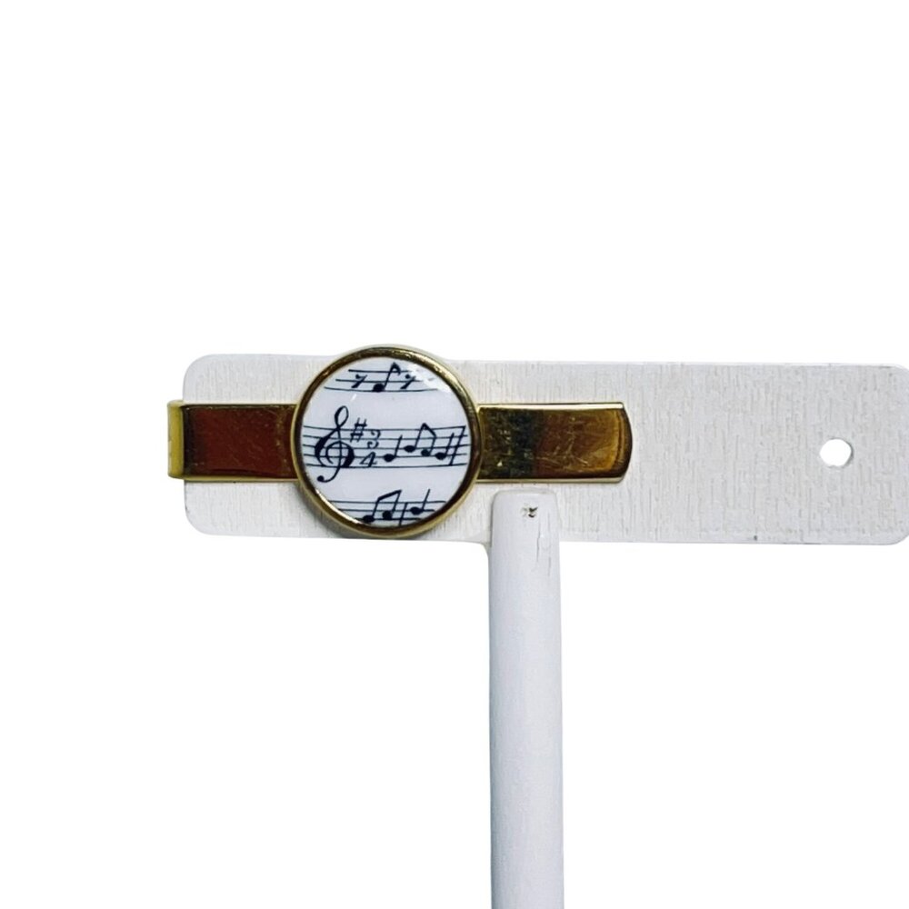 Vintage Gold Tone Musical Note Tie Bar Clip (1315)